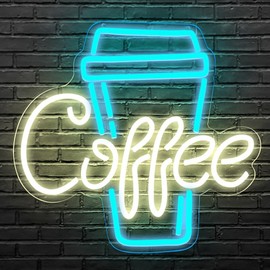 RuCvixkt Coffee Bar Neon Sign Led Signs for Shop Business Living Room, USB Powered Bright Coffee Station Art Neon Signs for Wall Decor