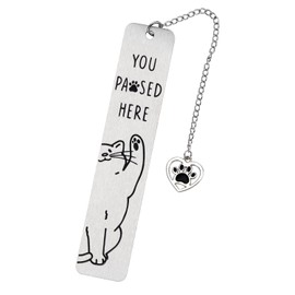 Cute Cat Bookmark, Zinc Alloy Kitten Paw Print Bookmarks Reading Gifts for Cat Lovers Funny Black Kitten Book Marks Animal Bookmark Gifts Book Accessories for Reading (Style D)