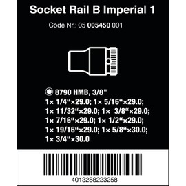 Magnetic Sock Rail B Imperial 1 Sock Set 3/8" drv 9 pcs