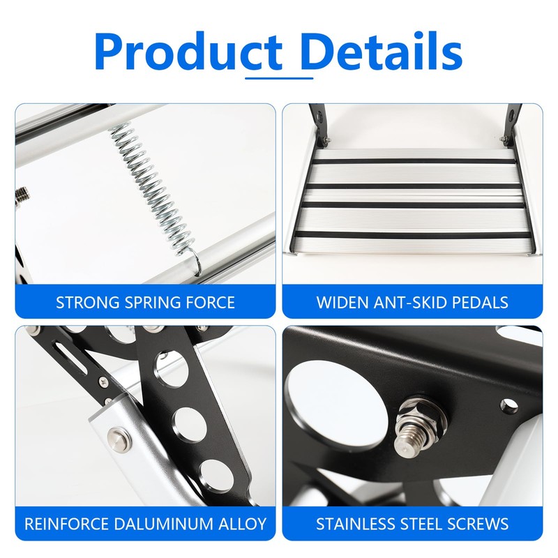 RV Folding Single Step Non-Slip RV Stairs One-Hand Expand or
