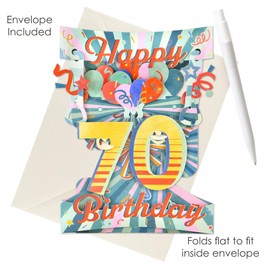 SANTORO Swing Card, 3D Pop Up Greeting Card - 70 - Happy Seventieth Birthday | Seventy | For Her, For Him, Birthday Celebration, Congratulations, BDAY, Party