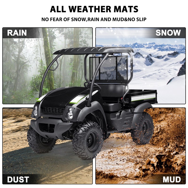 SAUTVS TPE Floor Mat for Kawasaki Mule, Rubber Front Row
