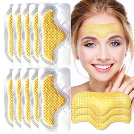 24K Gold Hydrogel Patches for Face - Gold Forehead Mask, Collagen Forehead Anti Wrinkle Patches, Helps Smooth Forehead and Moisturizing 10Pack