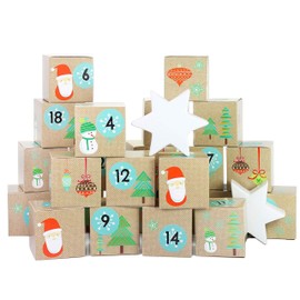 Papierdrachen DIY Advent calendar box set 24 colorful boxes to set up and fill with surprises - Santa Claus