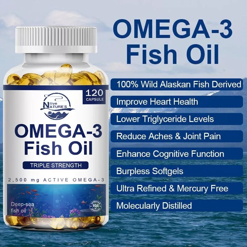NATURE'S LIVE Omega 3 Fish Oil Capsules Triple Strength EPA