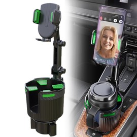 IPOIUIYP Portavasos para Auto, Expansor de Porta Vasos Automovil Rotación 360°，Ajustable Soporte para Celular Automovil Portavasos,para Botellas de Agua con un Diámetro Inferior a 10 cm（Verde）