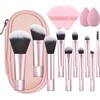 15 Piezas Brochas para Maquillaje con 10 Brochas, 2 Esponjas,
