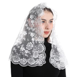 Bozidol Catholic Mantilla Church Veil Spanish Chapel Lace Mass Scarf Veil First Communion Veil for Religious Girls