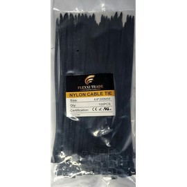 Cable Ties Black 200mm x 4.8mm Pack of 100 UV Resistant High Tensile Strength Cable Ties