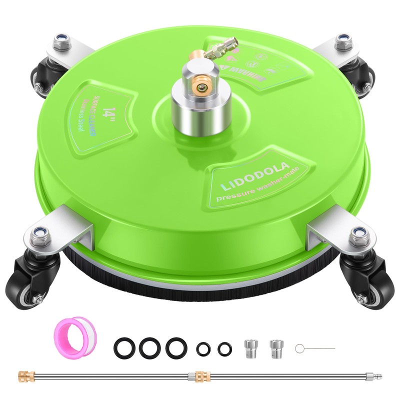 LidoDola 14'' Pressure Washer Surface Cleaner Green, Power Washer Accessory