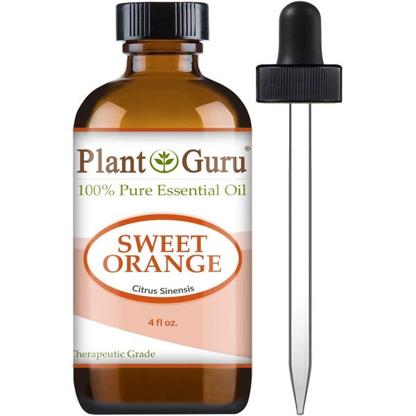 Sweet Orange Essential Oil 4 oz 100% Pure Undiluted Therapeutic Grade Citrus Sinensis, Cold Pressed from Fresh Orange Peel, Great for Aromatherapy Diffuser, Relaxation and Calming, Natural Cleaner.