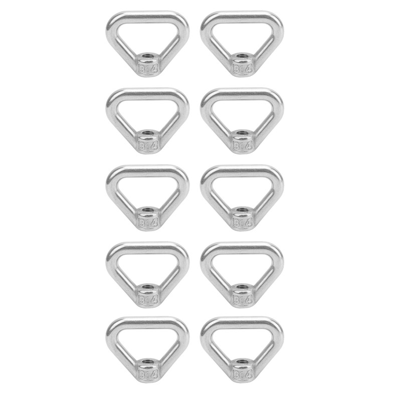 10pcs Silver Screw Nut 304 Stainless Steel Triangle Ring Nut