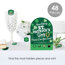 Big Dot of Happiness Shamrock St. Patrick's Day - Saint Paddy's Day Party Scavenger Hunt - 1 Stand and 48 Game Pieces - Hide and Find Game