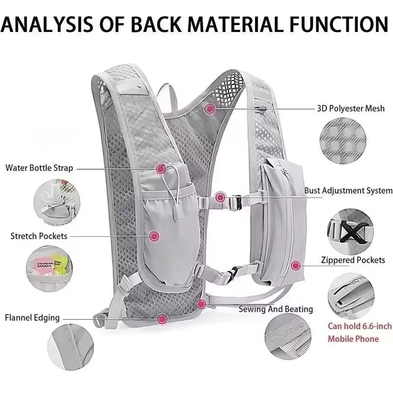 Running Hydration Vest for Women and Men– Lightweight Nylon Chest