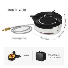 WTVIDAS Camping Stove 3600W Portable Backpacking Stove with Piezo Ignition, Fuel Canister Adapter Windproof Gas Stove for Camping Hiking Outdoor Cooking