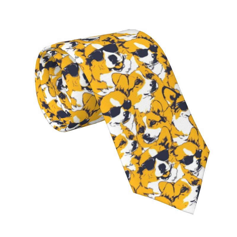 NiuKom Corgi Cool Yellow Ties for Men Cool Necktie Great