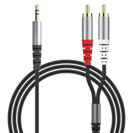 HIEbee RCA to 3.5mm AUX Cable, (1.5M/4.9Feet) 3.5mm 1/8 to RCA 2-Male Headphone Jack Adapter Y Splitter Premium Stereo Audio Cord for Smartphones, Tablets, HDTV,or MP3 Players, Speakers