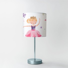 Happy Linen Company Girls Kids Isabella Prima Ballerina White Cylinder Drum Table Lamp Shade Light Lampshade 18cm x 21cm