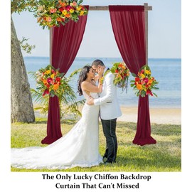 ShinyBeauty Sheer Curtains 2 Panles 210cm Long Chiffon Backdrop Curtain Burgundy Chiffon Curtain 29x84 Inches Voile Curtains for Living Room Chiffin Fabric Drapes for Wedding Party Deocr