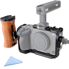 MAGICRIG FX30 Camera Cage with Wooden NATO Side Handle Grip, HDMI Cable Clamp, NATO Safety Rail, Cold Shoe Mount,Compatible with Sony FX3 FX30 Original XLR Handle, Compatible with DJI Gimbals -5100