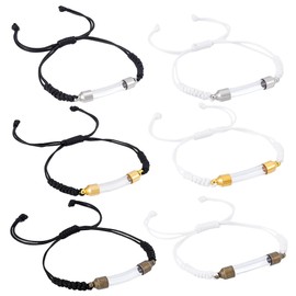 PH PandaHall 6Pcs Glass Vial Pendant Bracelet Adjustable Bracelet with Glass Openable Container Transparent Glass Tube Urn Bangle Memorial Bracelet for Men Women DIY Jewelry Making, Black/White