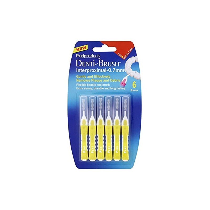 Denti-Brush Interproximal - 0.7mm Yellow - 6 Brushes Per Pack