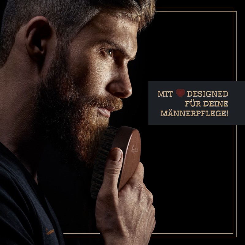 lampox Boar Bristle Beard Brush Oval Medium to Thick Beard