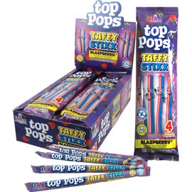 Top Pops Taffy Stixx Premium Chewy Candy Sticks, Blazpberry, 1.55 oz (Pack of 12)