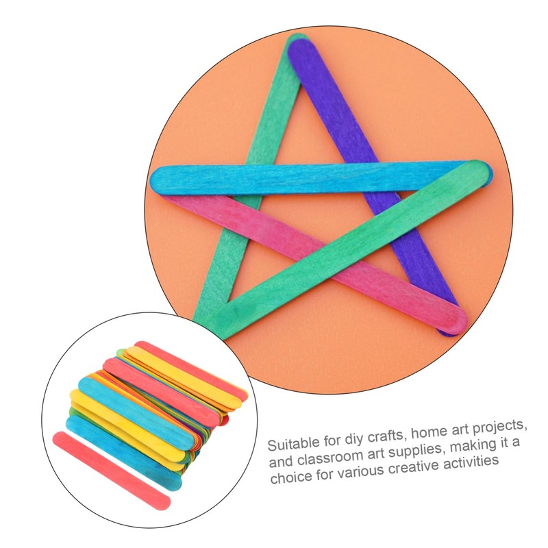 CORHAD Jumbo Ice Pop Sticks 50pcs Thick Craft Sticks Multi-