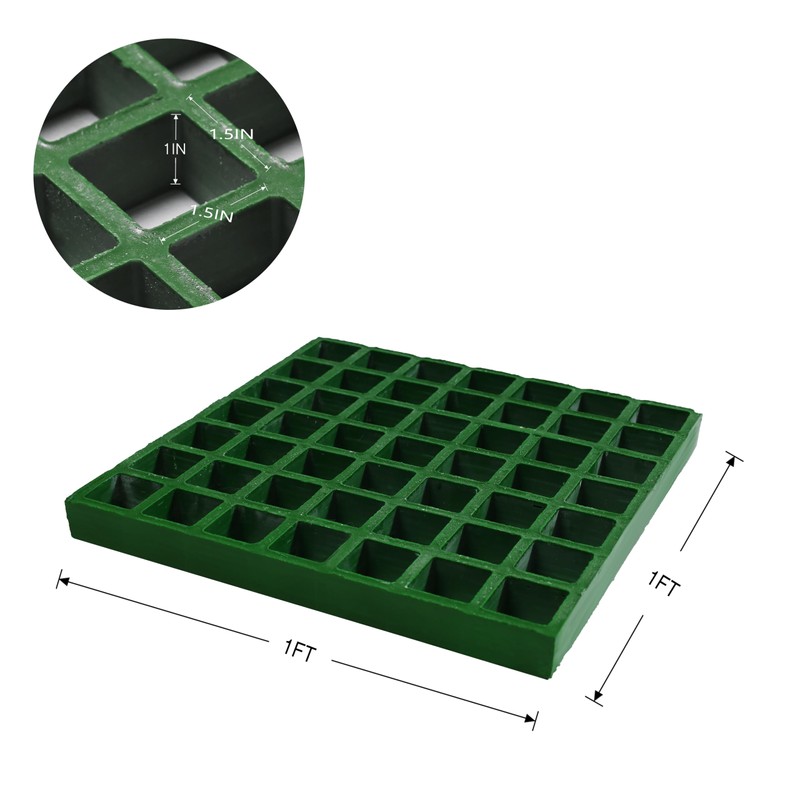 Agfabric 1x4ft Fiberglass Drain Grating 1''Thickness, Non-Slip Floors Cover, Rustless