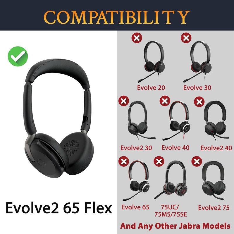 SOULWIT Replacement Ear Pads for Jabra Evolve2 65 Flex (Not