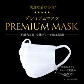 PREMIUM MASK 不織布マスク さらふわ素材 40枚入 個別包装 ふんわり耳紐 175mm 95mm 肌触り 使い捨て MASK LABO マスクラボ 富士 FUJI JAPAN プリーツタイプ 顔にフィット ふわふわ 全国マスク工業会 JIS規格 JIS T 9001 一般用 プレミアムマスク レギュラーサイズ ふつうサイズ (1)