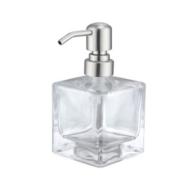 Ximlike Square Bathroom Soap Dispenser Brushed Nickel, Glass Bottles with Stainless Steel Pump Cube Liquid Soap Dispenser Hand Kitchen