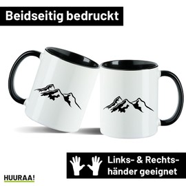 Huuraa Kaffeetasse Berg Silhouette Mountain Geschenk 330ml Schwarz Berg Silhouette Präsent