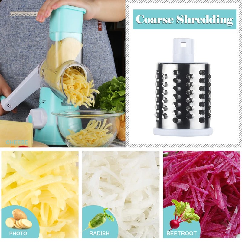 Ourokhome Rotary Cheese Grater Hand Crank, Kitchen Shredder Speed Mandolin