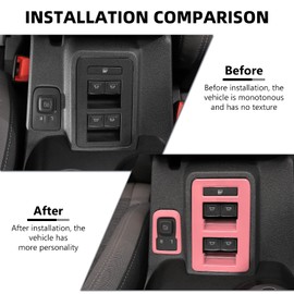 RAZPOY for Bronco Window Lift Switch Control Trim, 2PCS Center Console Rearview Mirror Adjustment Panel Cover Compatible with 2021-2025 Ford Bronco Interior Accessories, Pink