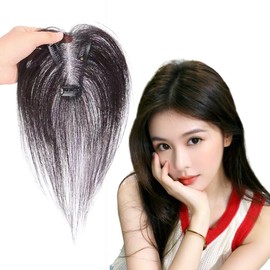 Hand Planted Middle Women's Partial Wig, Partial Wig, Top Cover for Hair Extension, Everyday Commute, Super Realistic, Hair Loss, Thin Hair, Conceals Gray Hair, Point Wig (Black Brown)