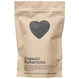 Organic Spearmint, 15-20 Servings, Eco-Conscious Zip Pouch, Caffeine Free, Pure Loose Leaf Tea Grown in America, 0.86 Ounce (Small)