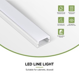 YeaLunong 10Pack LED Channel Aluminum U Shape Silver LED Strip Diffuser Channel with Milky White Cover Easy Installation (3.3FT, 10, Pack)