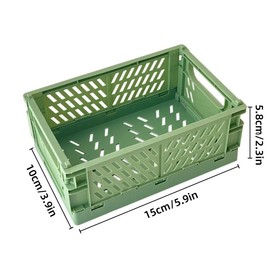 AIMALL 4pcs Foldable Plastic Storage Box, 5.9 Inch Desktop Organizer Basket for Stationery, Skin Care, and Small Items, Portable and Space-Saving Design