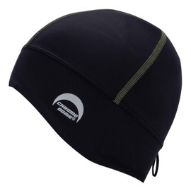 CHROME DOME UPF 50+ Cooling Skull Cap–78% Recycled–Lightweight Premium Fit–Running–Cycling–Skiing–Certified Sun Protection (Extra Large, Black Ink with Olive Stitching)
