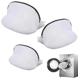 3Pcs Reusable Mesh Shoes Laundry Bag, Assorted Sizes Shoe Washing Machine Bag, Lightweight Trainer Washing Bag with Zip Closure, Multifunctional Net Laundry Bag for Sneakers Socks