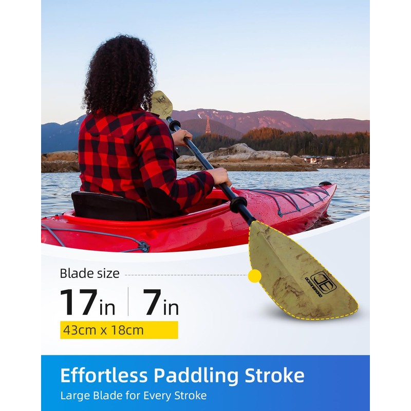 OCEANBROAD Kayak Paddle 86in/218cm Alloy Shaft 2-Piece Floatable Kayak Oar