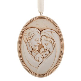 The Holy Family Resin Christmas Ornament with Antique Finish and Ribbon Hanger, 3 1/2 Inch, Pack of 12