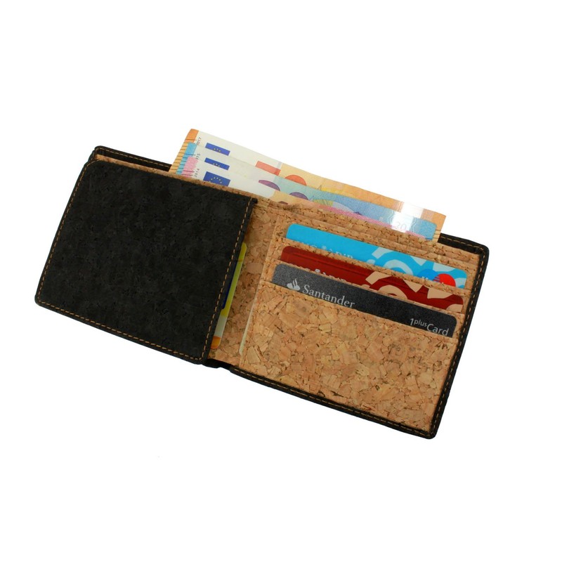 retrostiel Cork Wallet, Cork Purse, black, Without coin compartment