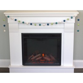 Spring Felt Ball Garland - 1" Balls- 100% Wool Felt- Green Blue White- Easter Mantle Banner, Summer Shelf Bunting, Baby Shower, Boy Nursery Decor, Children's Playroom, Gift