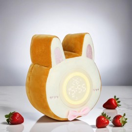 HPYDIY Bunny plush alarm clock lamp, cute Digital Alarm Clock for Kids Bedroom USB Rechargeable and temperature display Dorm Room Decor soft Snooze adjustable night light for Boys Girls Gifts（yellow）