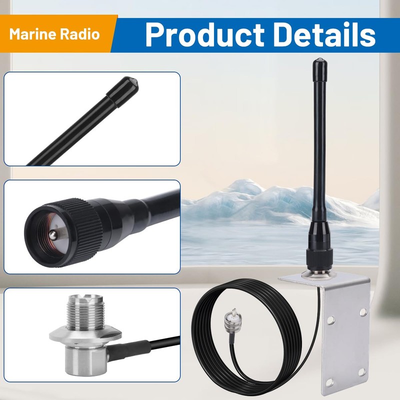 Arridioter VHF Marine Radio Antenna 156-163MHz Waterproof Boat Antenna with