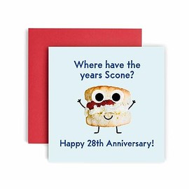 Huxters 28th Anniversary Card – Where have the Years Scone! – Funny Anniversary Cards for Him and Her – 148mm Anniversary Cards for Husband and Wife – 28th Wedding Anniversary Card Envelope (28th)