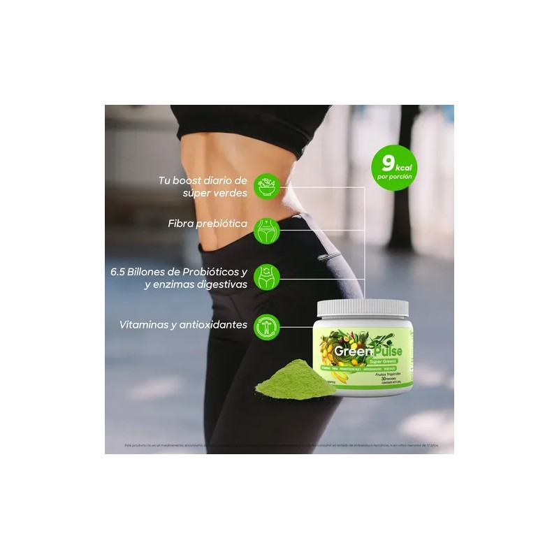 Greenpulse Super Greens | Jugo Verde Con Probióticos Y Fibra